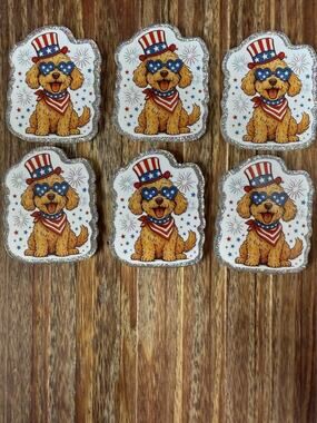 6 Pc American Doodle Dog Acrylic Flatbacks